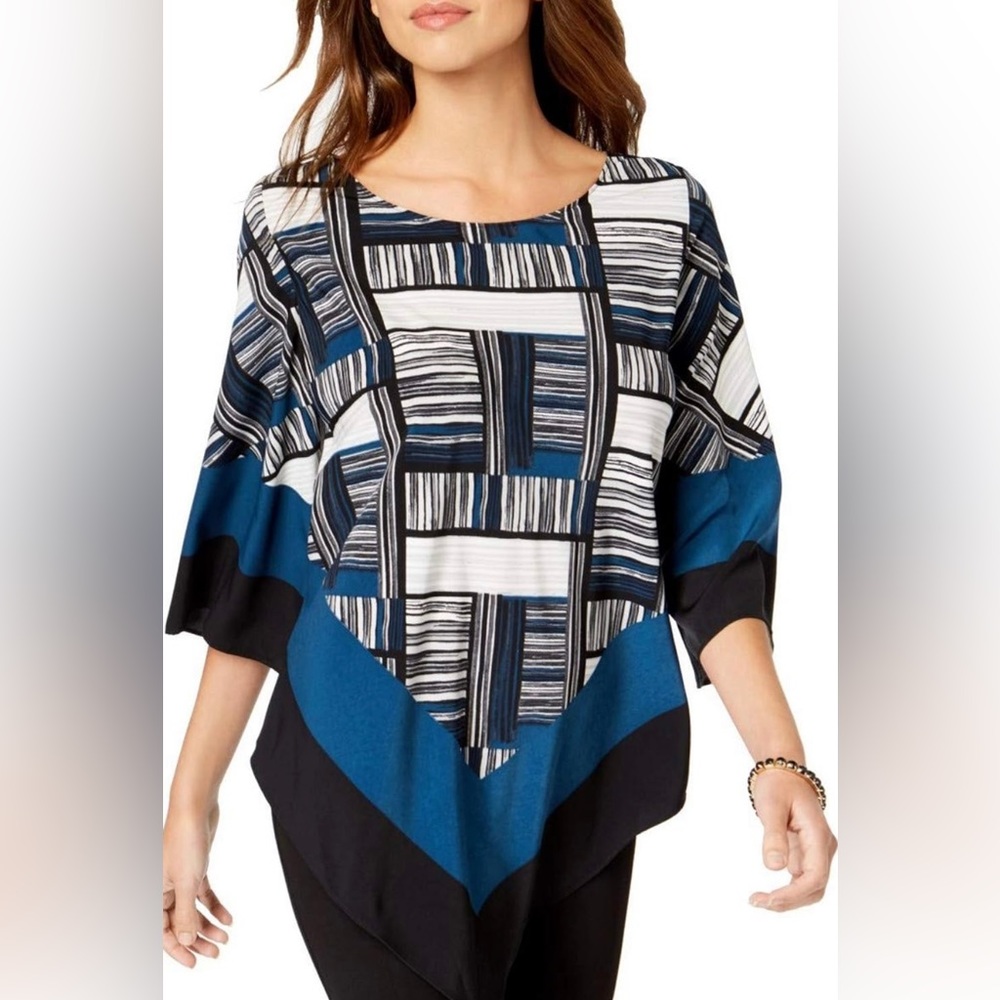 Alfani Womens V-hem Pullover Blouse New With Tags Size Small